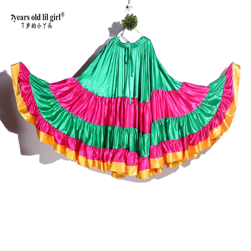 20Yard 4 Tiered 720 Degree Satin Skirt Belly Dance GYPSY Rock Tribal Flamenco 9EX47