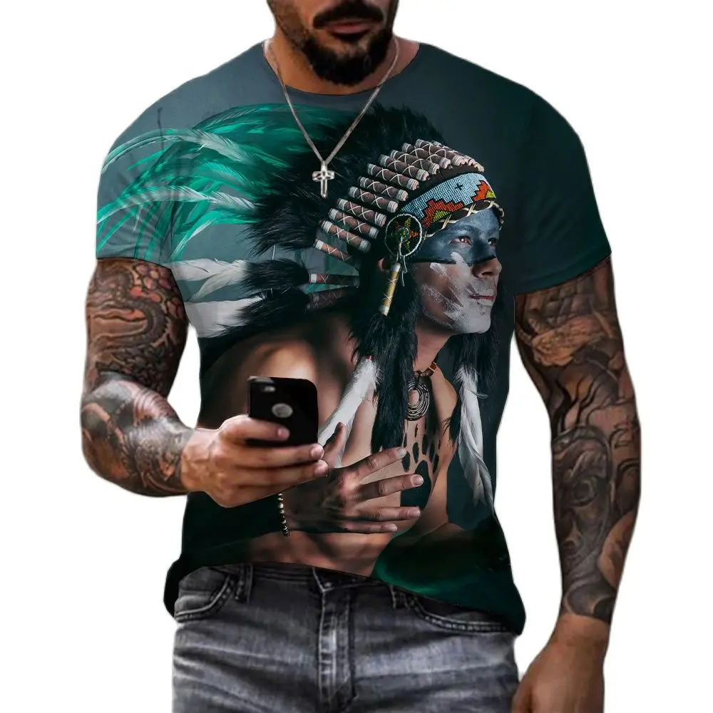 New Indians 3D T Shirt Unisex Summer Fashion Casual O-Neck Short Sleeve Aboriginal Culture Print Men T-shirt Casual Couples Tops