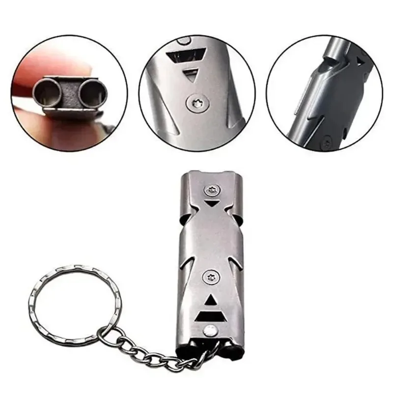 Multi Functional Dual Tube Whistle Pendant Keychain High Decibel Portable Outdoor Survival Emergency Camping Tool Whistle