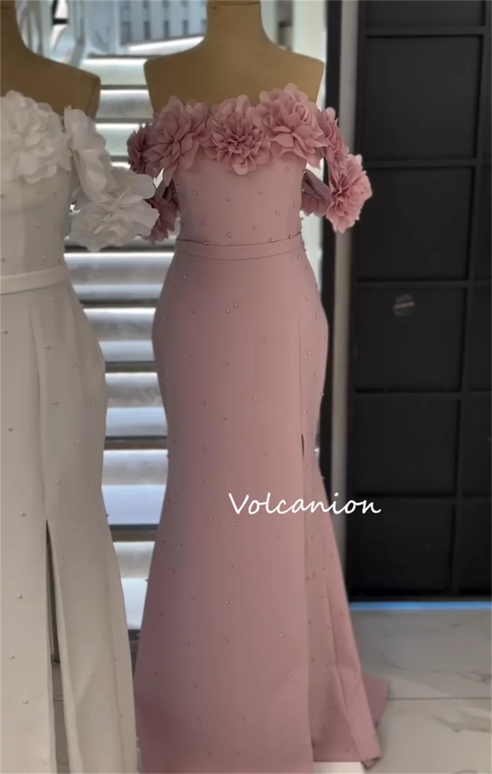 Джерси высокого качества по индивидуальному заказу, длинные платья ручной работы с цветочной трубой и открытыми плечами, элегантные вечерние платья на заказ