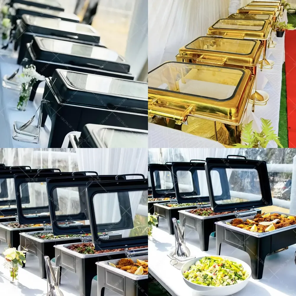 Black Chaffing Dish Buffet Set Chefing Food Warmer Marmite Chauffante Cheffing Stainless Steel Chafing Dish for