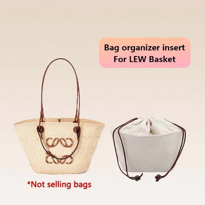 Drawstring bag organizer insert shoulder strap for Basket Picotin straw woven bag support inner liner bags accessories