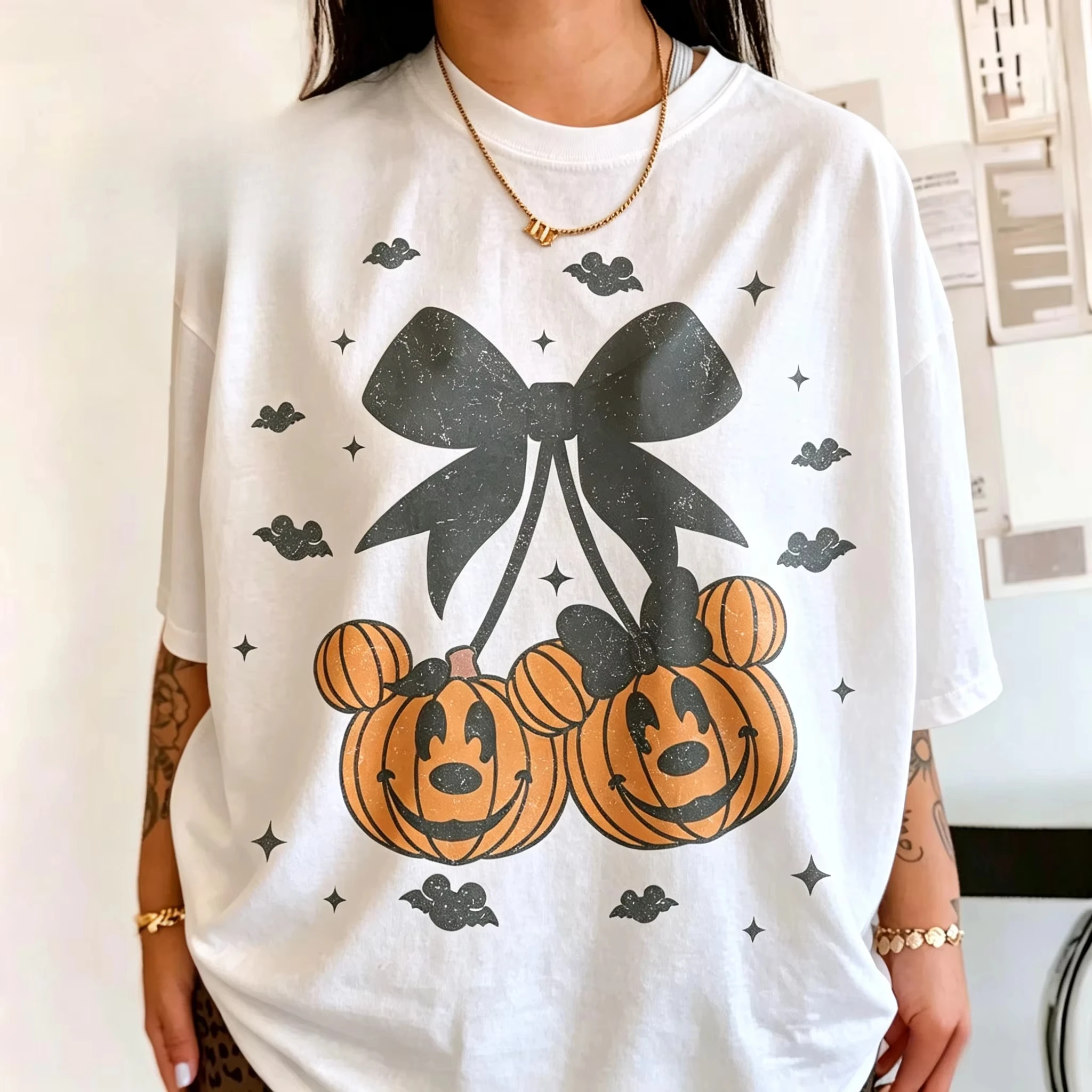 2026 Halloween Neue Familienkleidung Baumwoll-T-Shirt mit Kürbis- und Mäusen-Print, Freizeit-T-Shirt für Männer/Frauen, Kinder-T-Shirt – Detail 3