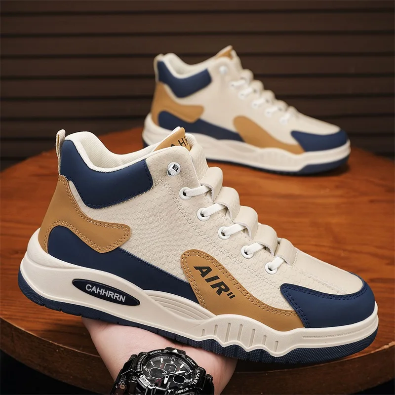 

2025 Spring and Autumn New Men's Shoes Leather High cut Fashion Trendy Running Sports Men's Casual Trendy Shoes