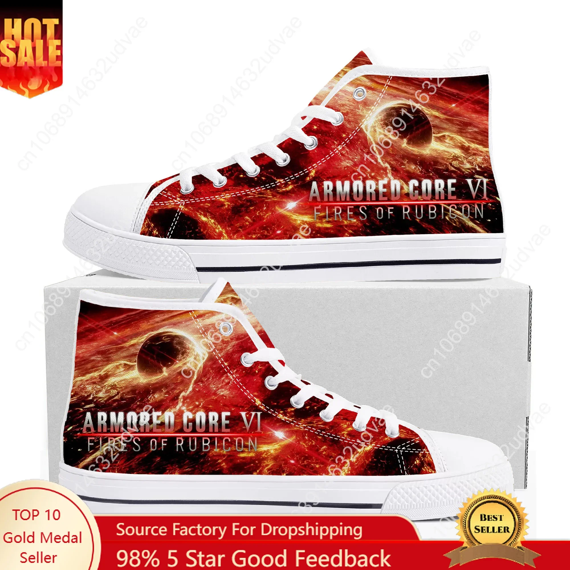 

Высокие туфли Armored Core VI Fires of Rubicon, мужские и женские кроссовки для подростков, парусиновые уличные кроссовки, обувь для пар на заказ
