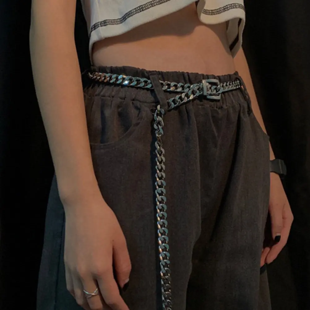 1Pcs Metal Waist Belt Silver Delicate Shining Punk Waist Chain Fashion Clothing Accessory Party Club Festival Women Chain