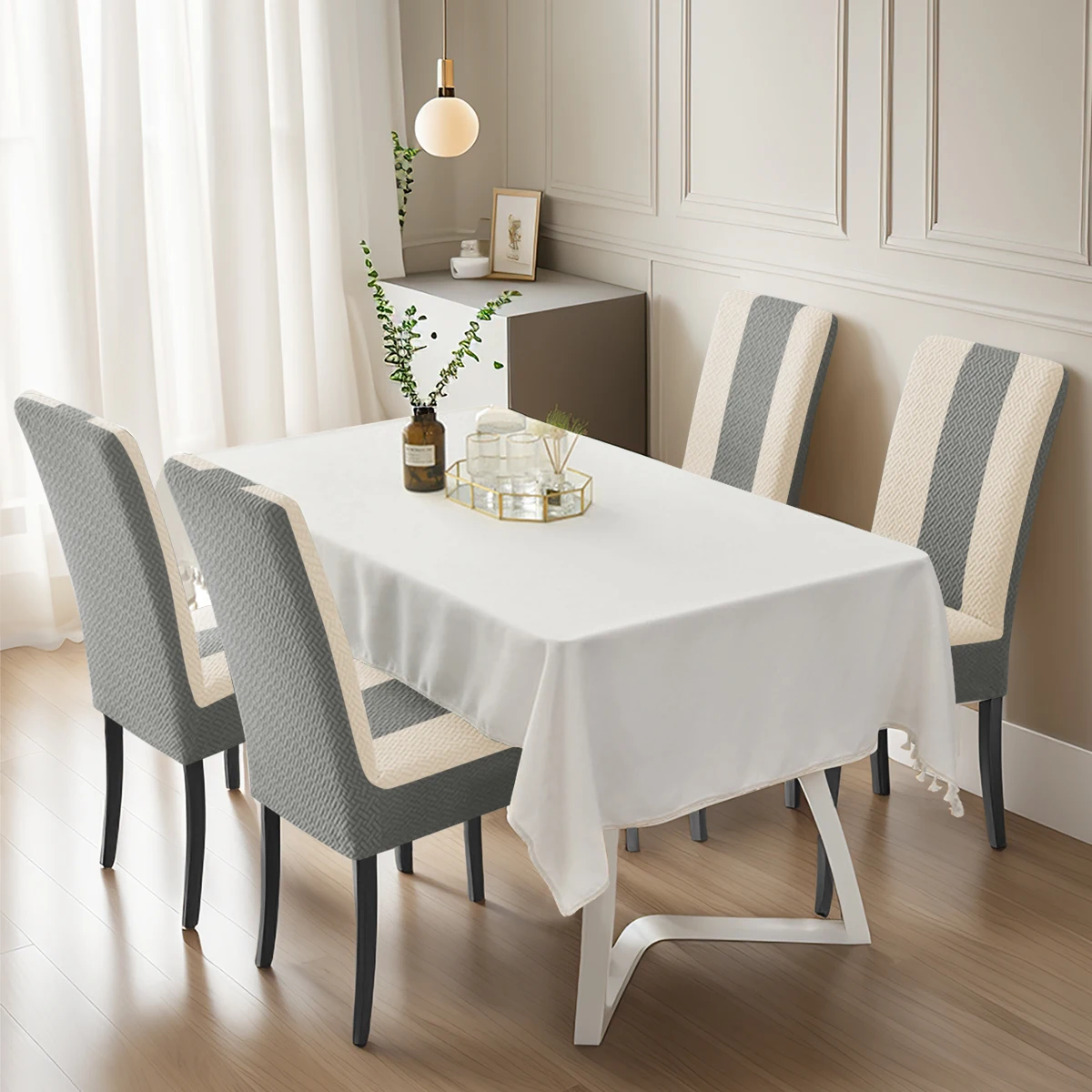 1PC Elastic Jacquard Striped & Checkered Color-Block Chair Cover, Suitable for Living Room and Bedroom Chair Decoration