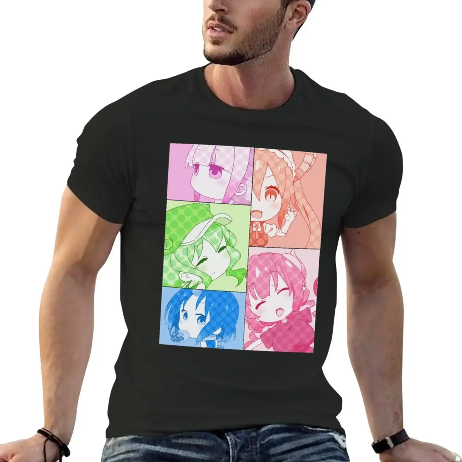 Tohru Ilulu Kanna Lucoa Elma Dragon Maid Comic Style T-Shirt  COTTON 2024 Tops T-shirt Mens White T Shirts Funny Summer Tops