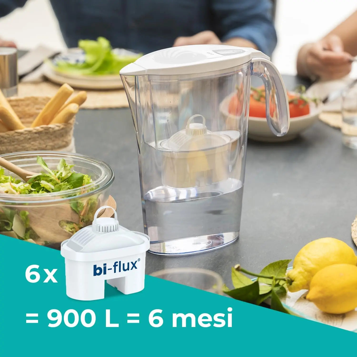 Line di LAICA - 2,3L - 6 Filtri ثنائي التدفق، Preserva i sali minerali e Riduce le sostanze indesiderate - Timer digitale