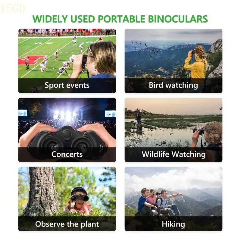 

Y5GD Portable Binoculars with Clear Low Light for Vision Binoculars for Bird Watching