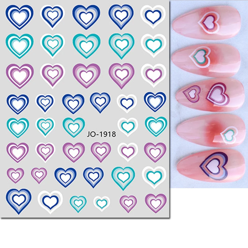 3d schöne rosa Herzen lieben Formen Französisch Tipps Nail Art Aufkleber selbst klebende Schieber Nagel Aufkleber Dekoration Maniküre Zubehör