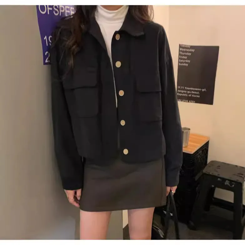 Retro Coat Women's Loose Autumn 2025 Short Tooling Long Sleeve Jacket Thin Casual Jacket