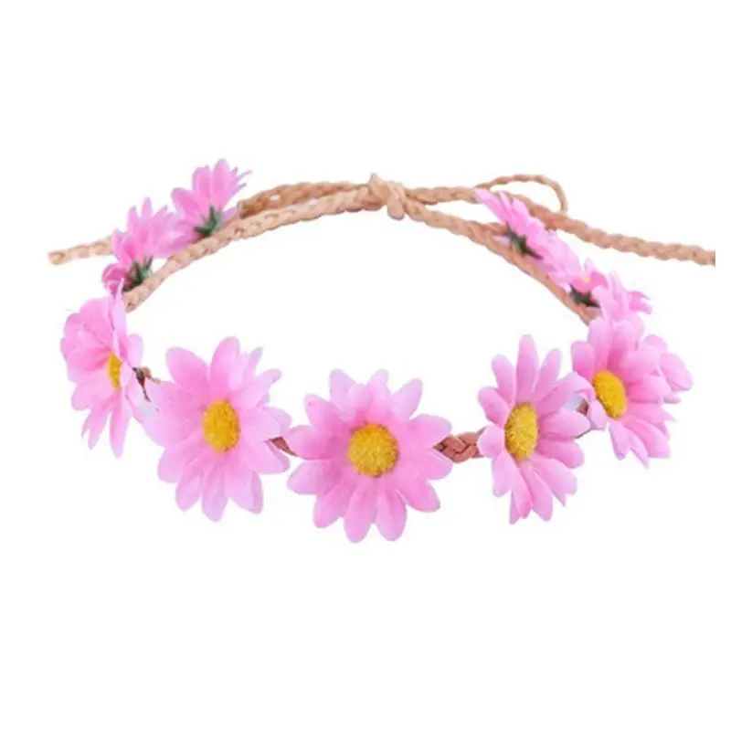 Zonnebloem Slinger Bloemenkrans Geweven Daisy Hoofdband Voor Vrouwen Vrouwelijke Meisjes Strand Voor Zonnehoed Haar Decoratieve Accessoires