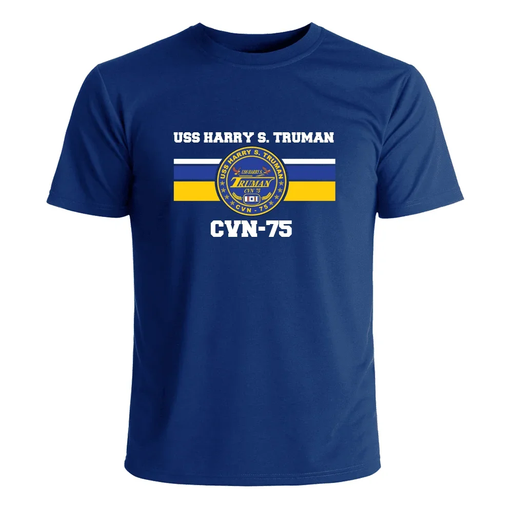 USS Harry S. Truman CVN-75 Aircraft Carrier Crest T-Shirt 100% Cotton O-Neck Summer Short Sleeve Casual Mens T-shirt Streetwear