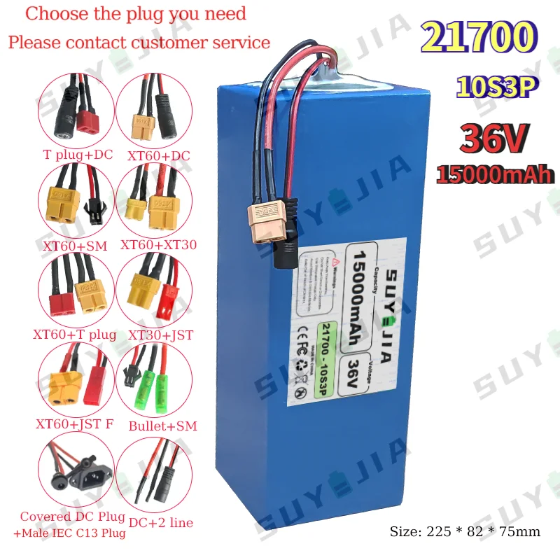 

New 36V 15Ah 21700 10S3P Lithium Battery Pack 0-1000W High Power Built-in BMS 15000mAh Power Tool Battery Outdoor Backup Battery