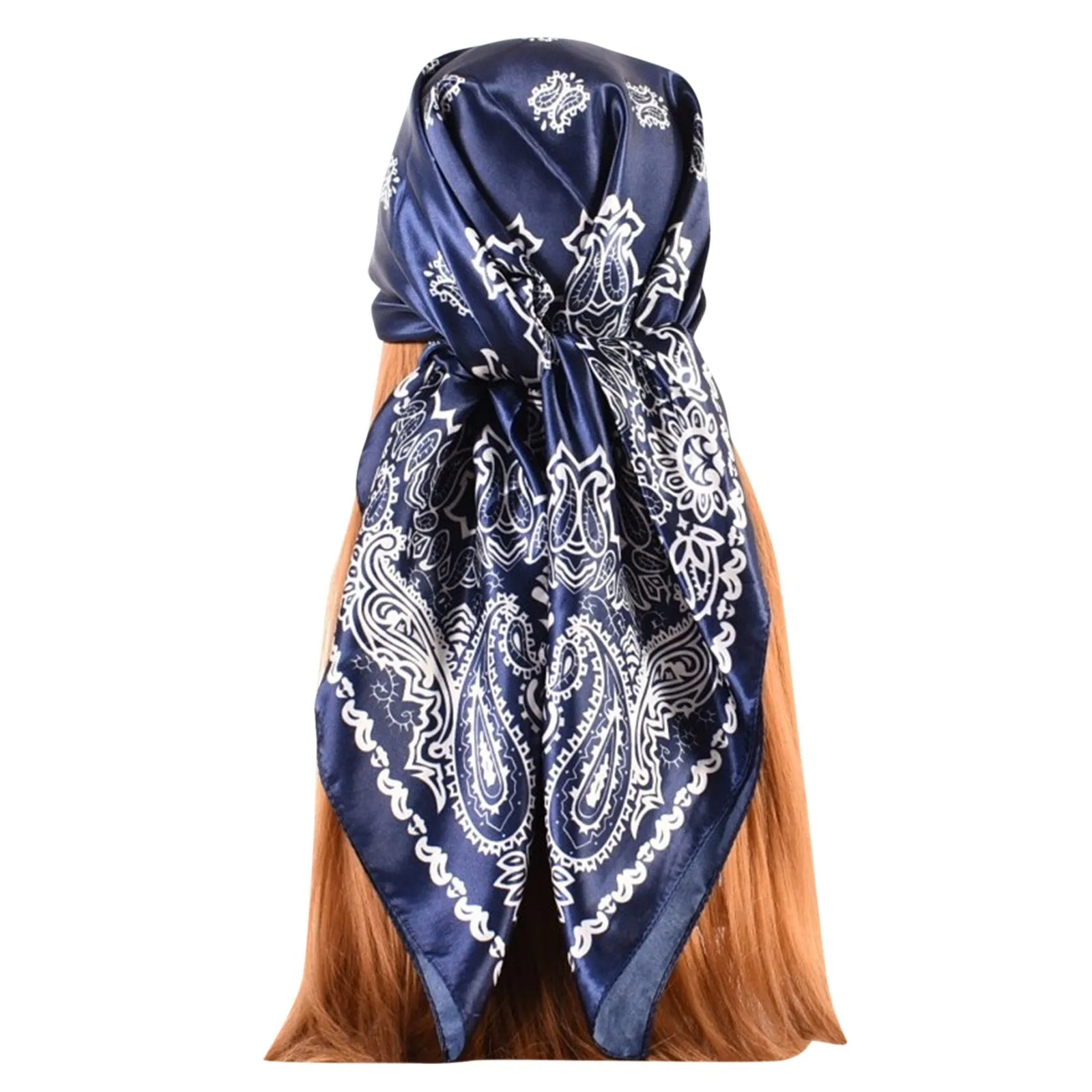 New Retro Personality Hip-Hop Shawl Fashion Two-Color Printed Satin Cashew Flower Square Headwraps Scarf Sun Scarf Four Seasons