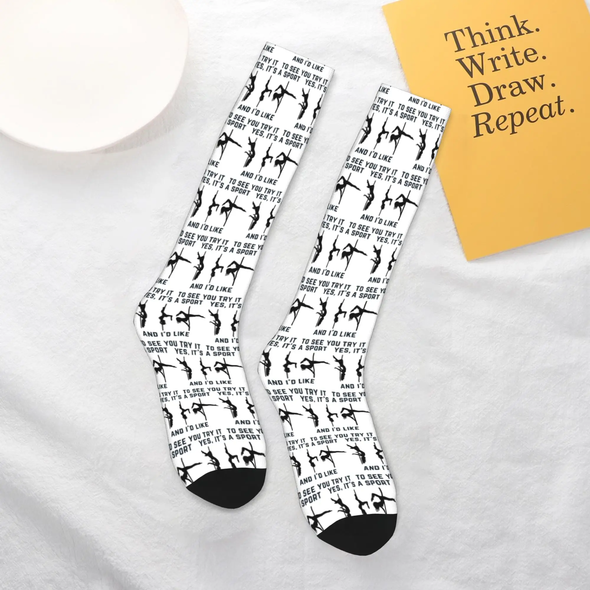 

All Seasons Crew Stockings Yes, It's a Sport - Носки с дизайном для танцев на пилоне, забавные длинные носки в стиле Харадзюку, аксессуары для мужчин и женщин