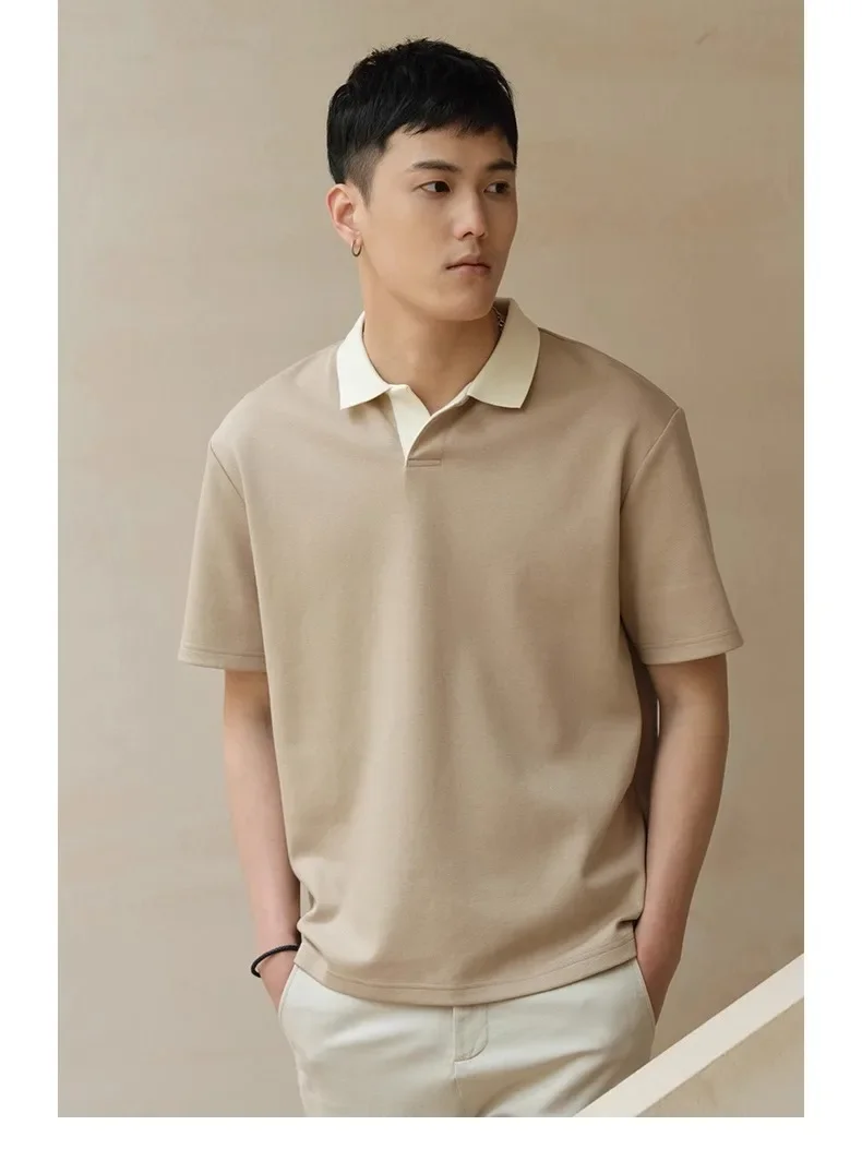 

Summer Solid Short Sleeved T-shirt Polo Shirt For Men Korean Fashion Casual Loose Men's T-shirt Tops Men Clothing Y2k Streetwear