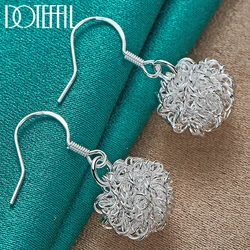 DOTEFFIL 925 Sterling Silver Geometric Pattern Earrings Charm Women Jewelry Fashion Wedding Engagement Party Gift