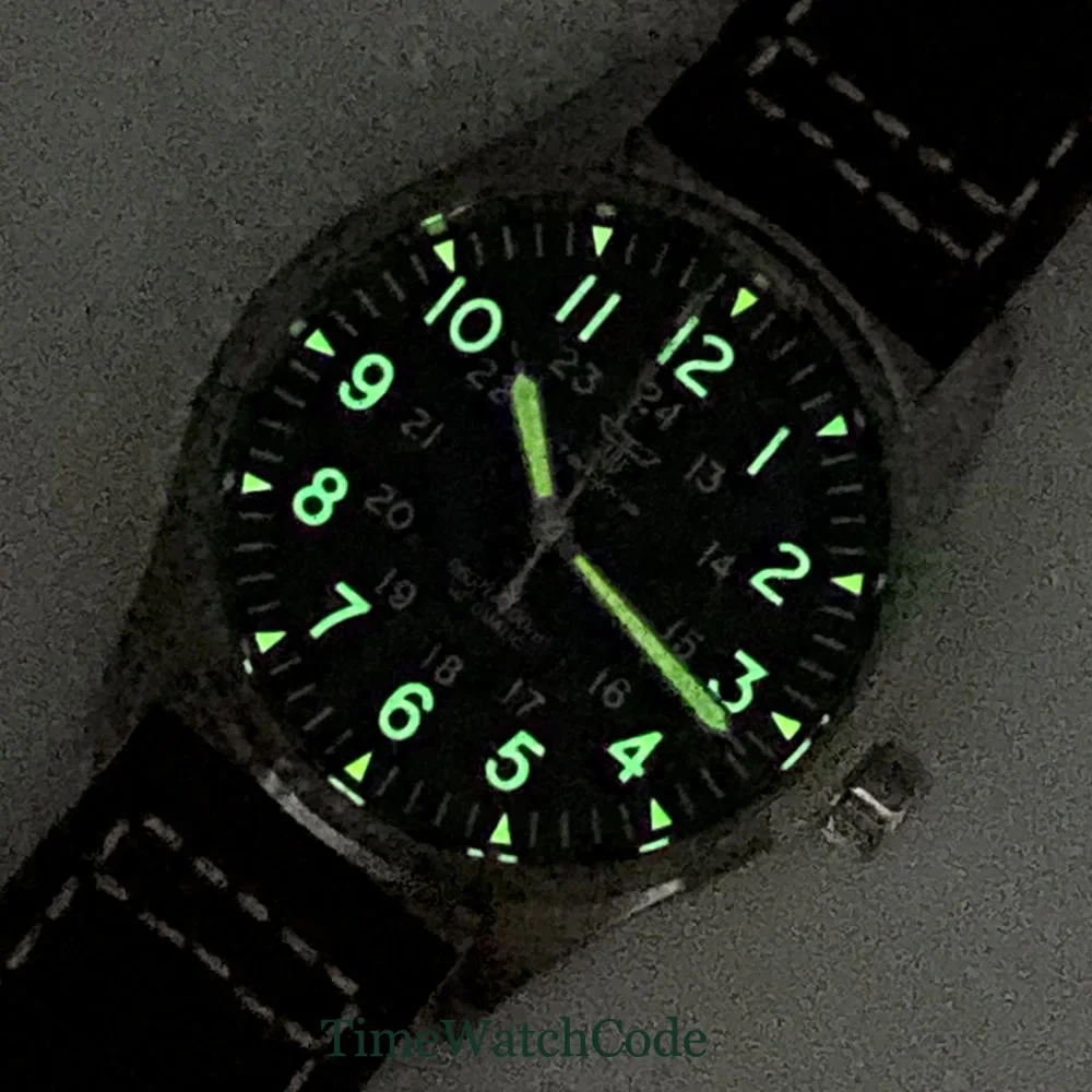 Automatische Pilotenuhr für Herren, 39 mm, Miyota8215, 20 bar, wasserdicht, mechanisch, Retro-Fliegeruhren, Saphirglas, 316L-Stahl – Detail 3