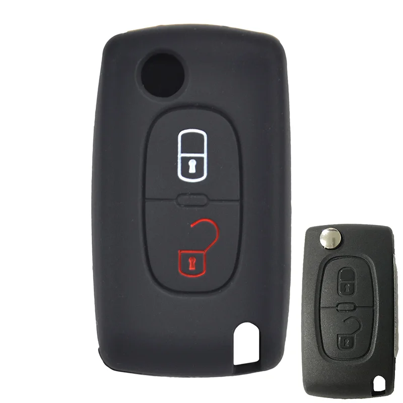 AX For Peugeot 308 207 307 807 Citroen C3 Picasso C-Crosser C4 Dispatch C8 2 Button Silicone Car Remote Key Fob Cover Case