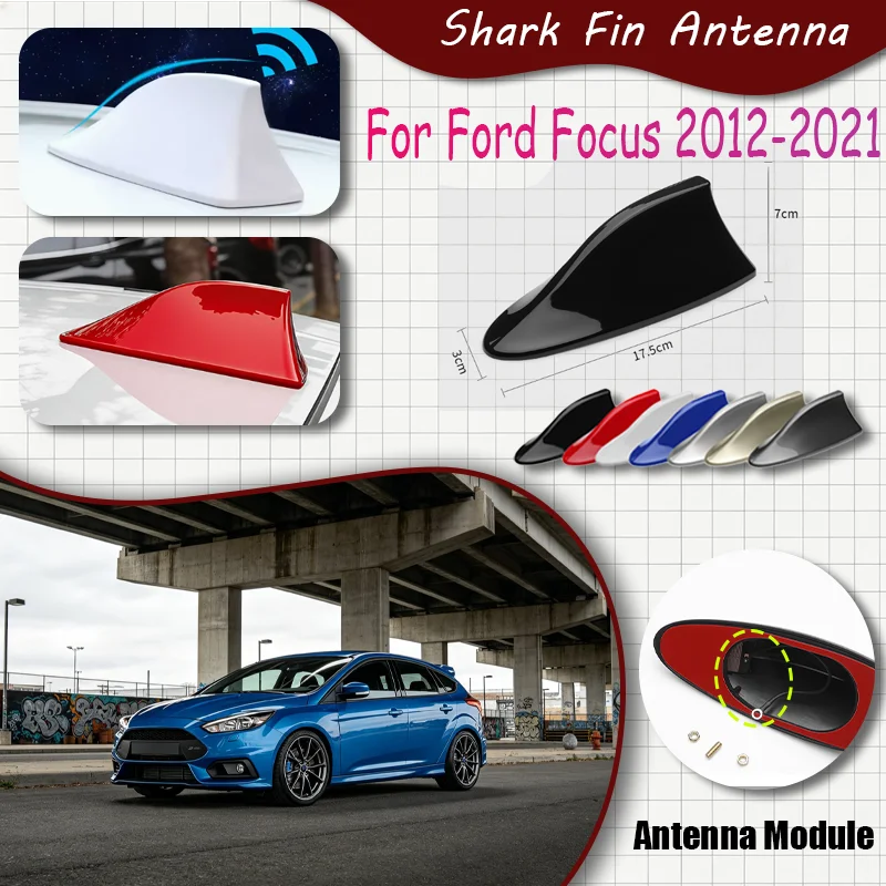 For Ford Focus 2012-2021 Car Shark Fin Antenna FM AM Radio Waterproof No Drilling Self-Adhesive Style Roof car antenna