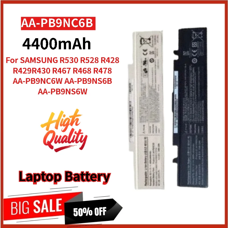 100% New AA-PB9NC6B Replacement Laptop Battery 11.1V 48Wh 4400mAh for SAMSUNG R530 R528 R430 R467 R428 R429 R468 High Quality