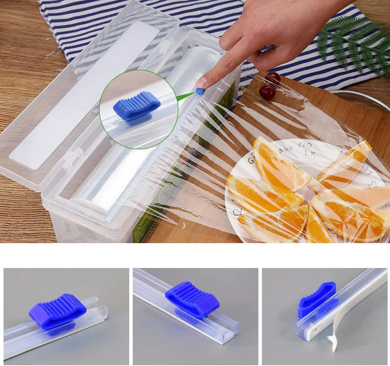 Grhuct 2Pcs Plastic Wrap Dispensers and Foil Film Cutter Food Cling Film Cutter Stretch Tite Plastic Wrap Dispenser with Cutting