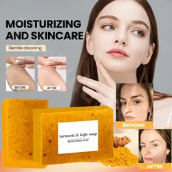 Body Face Underarms Turmeric Lemon Kojic Acid Soap Cleanses Whitening Skin Brightening for Dark Spots Reduces Acne,Fades Scars