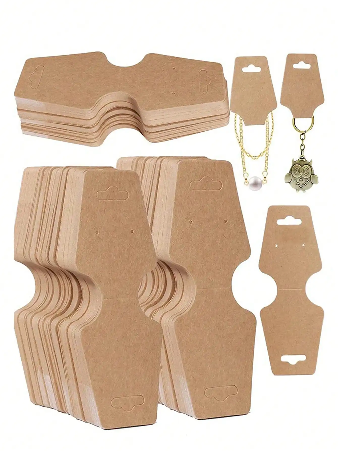100 stuks stevige sieraden-displaykaarten, zelfklevend, geschikt voor kettingen, armbanden, sleutelhangers, oorbellen en haarbanden