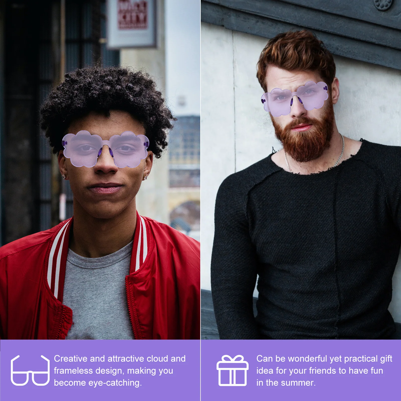 

Oversized Sunglasses for Women Frame Trendy Flower Funky Frameless Floral Rimless