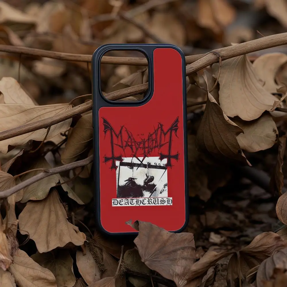 

Band M-Mayhem Phone Case For iPhone 17 16 15 14 13 12 Pro Max Plus Black Frame Acrylic Carbon Fiber Hard Shell