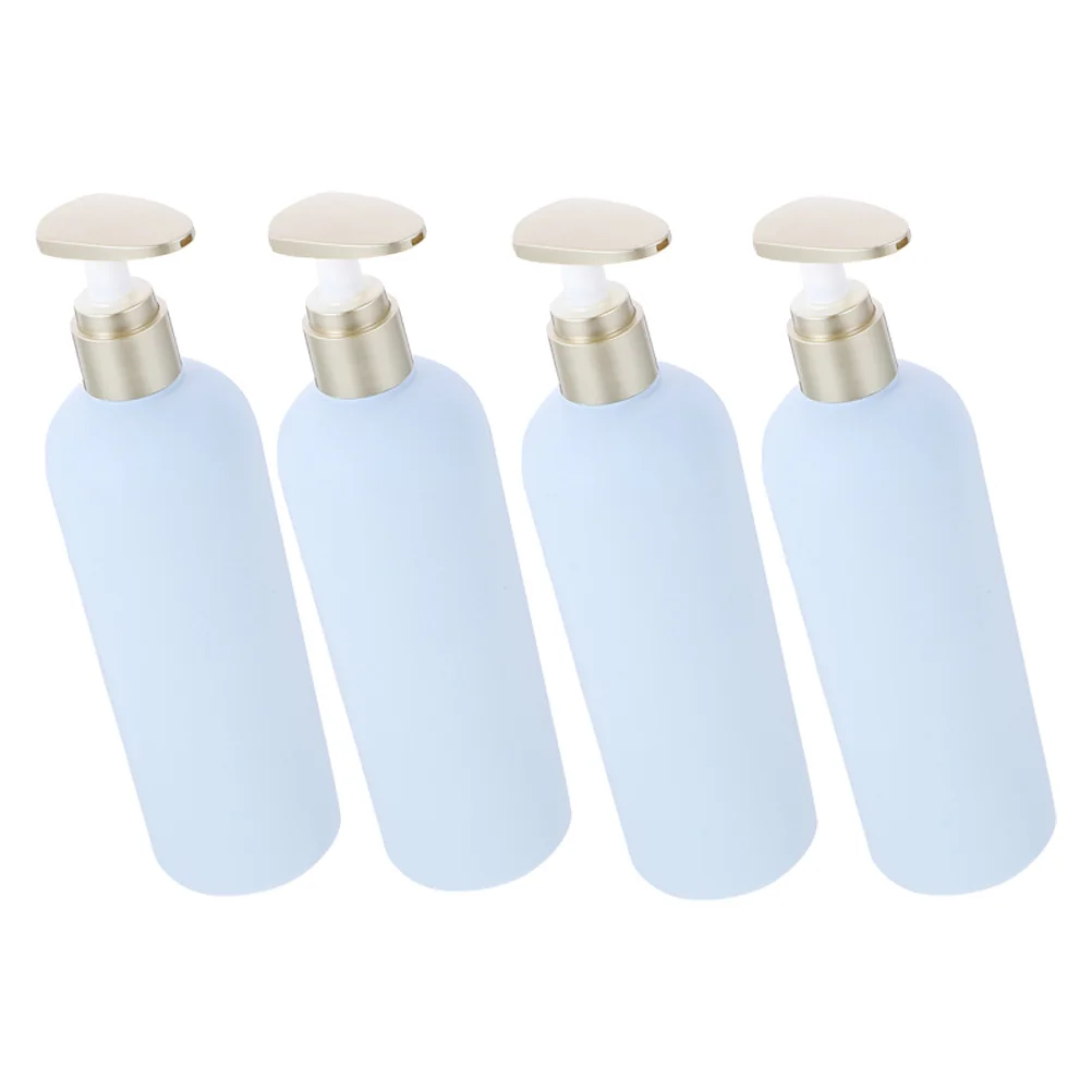 

4pcs Empty Pump Bottles 400ml Blue Refillable Shampoo Lotion Dispenser Container Sturdy Portable Home Hotel Use