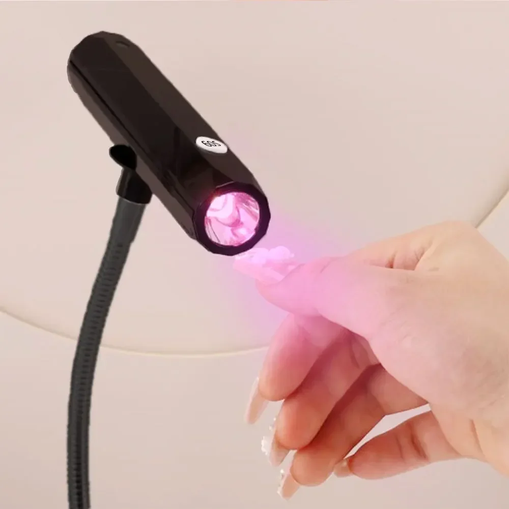 Lámpara UV de escritorio para Realce de uñas, secador de uñas portátil 2 en 1, recargable por USB, secado rápido, 360 °, ajustable, cuello de cisne