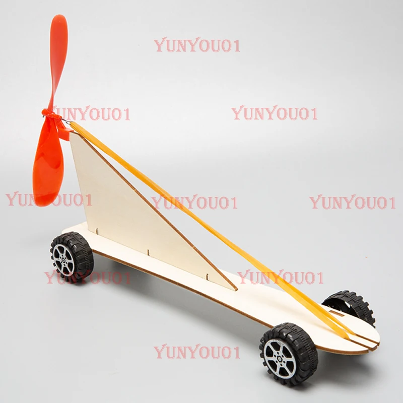 Handmade Rubber Electric Car, Scientific Experiment Kits, Fun School Project, Educational Toys for Students, Wooden Wind Car DIY