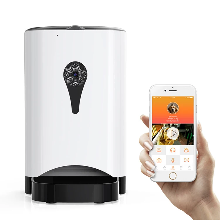 

4.5L Pet Feeder Wifi Remote Control Fashion Smart Automatic Pet Feeder Dogs Cat Food Rechargeable With Video Monitor