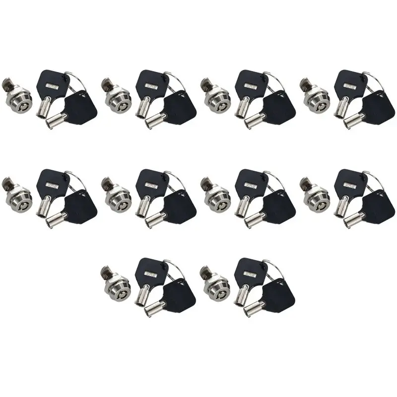 10Pcs 12Mm Threaded Keyed Quarter Turn Cam Lock For Drawer Box Locker