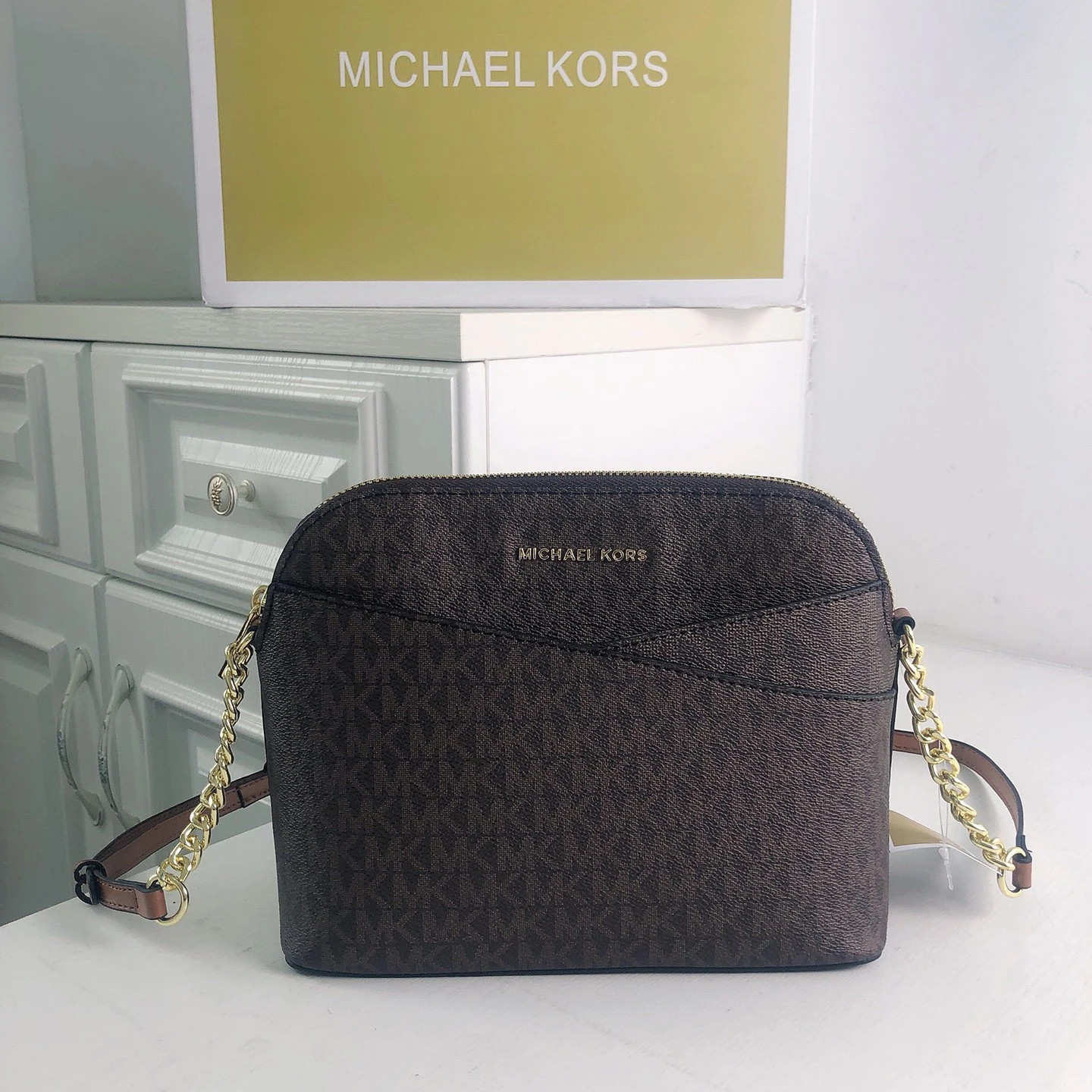 

Michael Kors Women's Classic Fashion Shoulder Bag Retro Shell Shape Leather Double Layer Crossbody Bag Handbag Ladies' Gift
