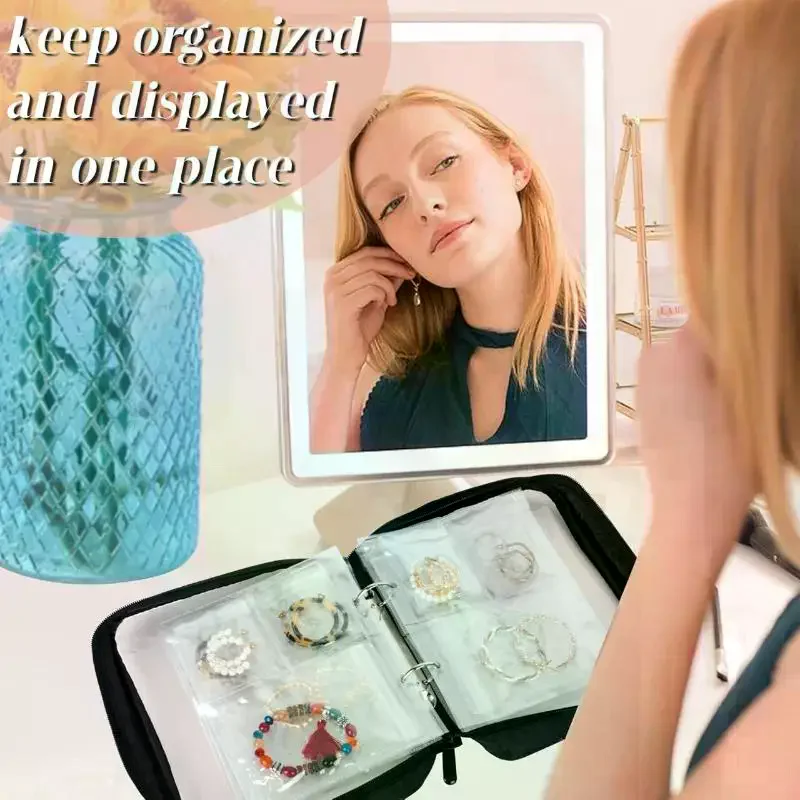 84 Zipper Pockets Jewelry Storage Book Clear Travel Organizer Bag Holder for Earrings Rings Necklaces