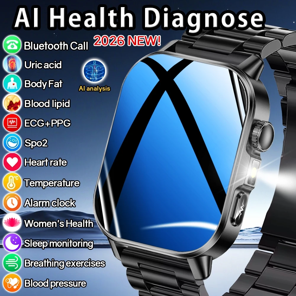 2026 New Professional-Grade Health Smart Watch Men ECG BP HR
