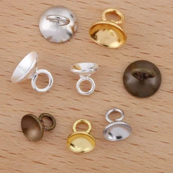 REGELIN Gold/Silver/Antique Bronze Plated Copper Bead Caps Fitting Round Beads Pendants 50pcs/lot DIY Necklace Findings Handmade