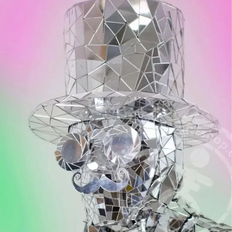 

Glass men Stage Laser Dance Costume Silver Gold Mirror Robot Suit Party Show Cool Machine Costume Men Suit Costumes Gogo