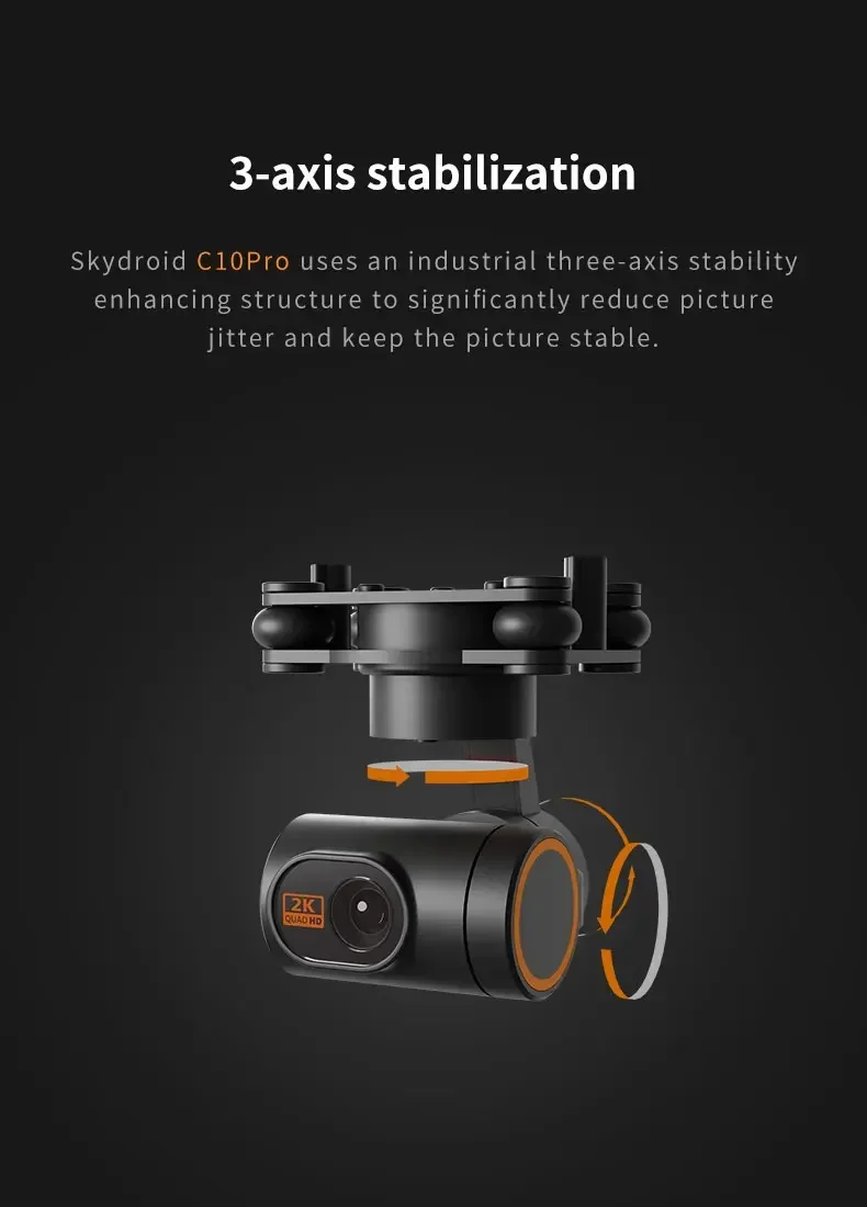 

Skydroid C10 Pro Small 2K HD 3 Axis Gimbal Camera 1080P Real-Time Image Feedback 2K Video Recording Photography for Payloads