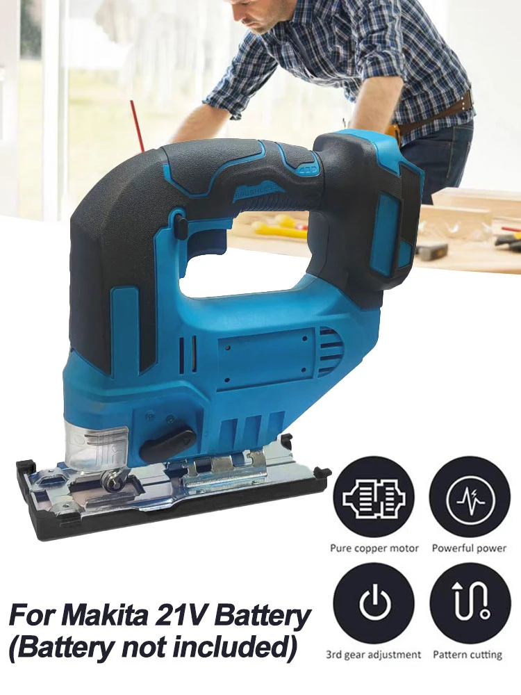 Para Makita 21V batería rompecabezas eléctrico 650W potente rompecabezas sin escobillas plantilla eléctrica mango de barril inalámbrico rompecabezas (sin batería)