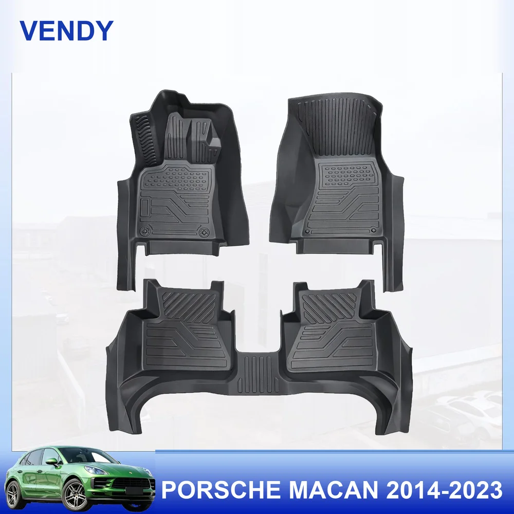 TPE Car Floor Mats Custom Fit for Porsche Macan 2014-2023 Left Hand Drive Full Set All Weather Waterproof Easy to Clean
