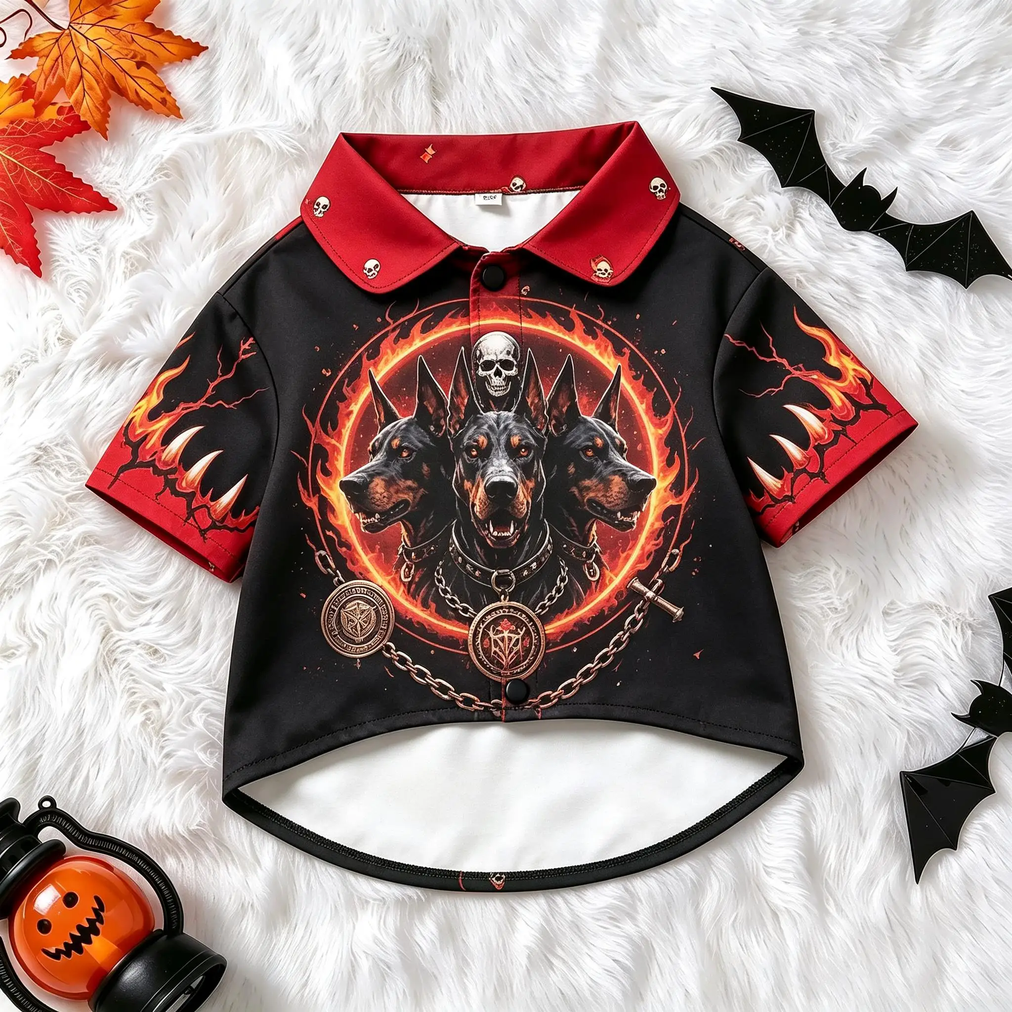 Pet Dog Shirt Purple Magic Circle Raven Witch Hat Print Stylish Button Up for Small Medium Dogs Mystic Witchy Theme Party Wear