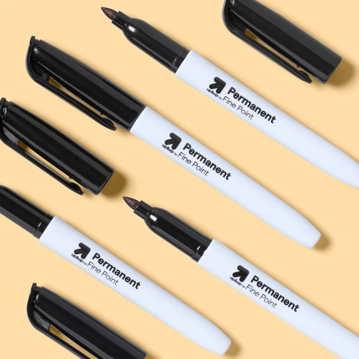 

4ct Permanent Markers Fine Tip Black - School Supplies, Water-Resistant, Art & Office