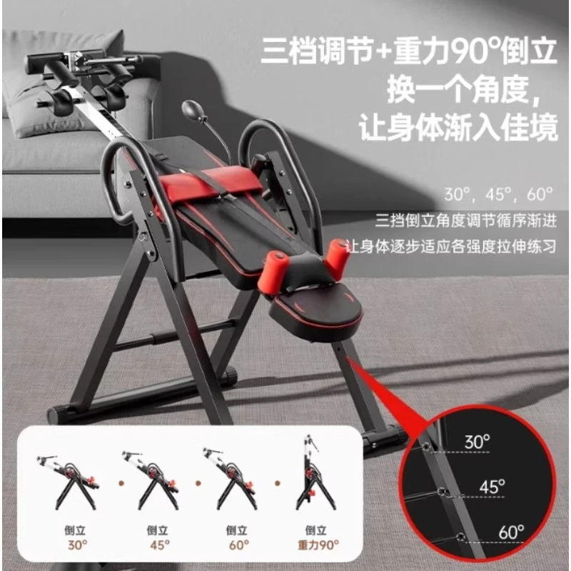 Gravity Heavy Duty Inversion Table with Headrest & Adjustable Protective Belt Back Stretcher Machine for Pain Relief Therapy