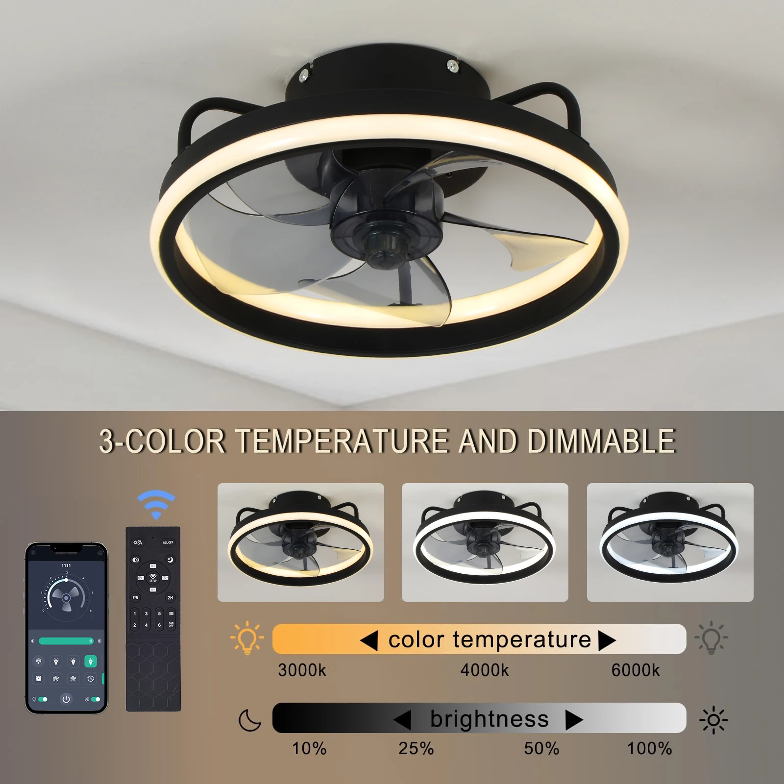

LED Ceiling Light Fan With Remot Control Lamp For Living Room Bedrooms Fans For Large House Decoration Home Lighting Fixtures