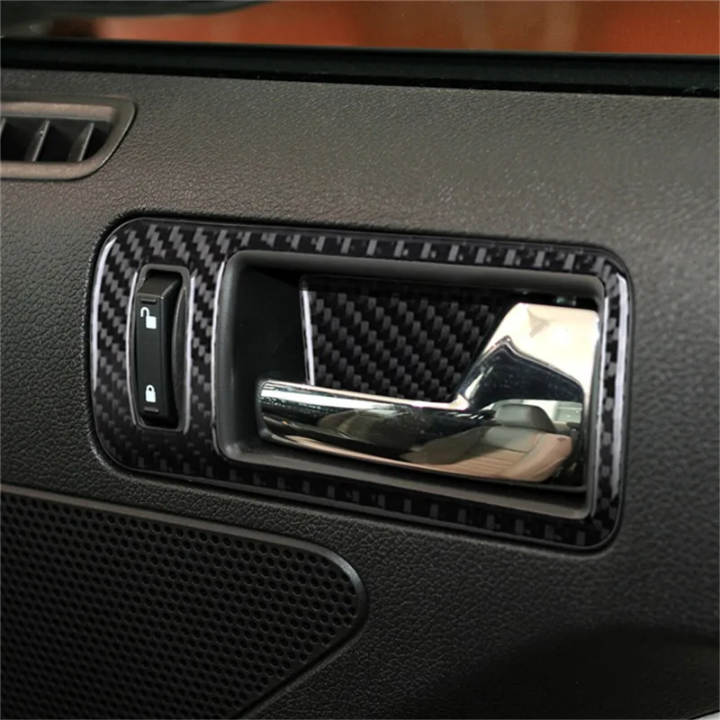 

4Pcs/set Carbon Fiber Stickers Door Handle Inner Bowl Cover Trim For Ford Mustang 2009-2013 Car Interior Decorative Accessories